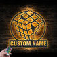 Personalized Rubik's Cube Metal Wall Signs With RGB Led Light