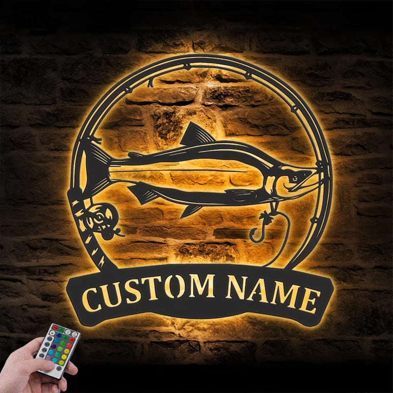 Personalized Sockeye Salmon Fishing Metal Wall Signs With RGB Led Light