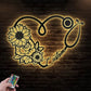 Personalized Sunflower And Rose Heart Stethoscope, Metal Wall Signs With RGB Led Light