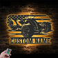 Personalized US Three Wheel Motorcycle, Metal Wall Signs With RGB Led Light