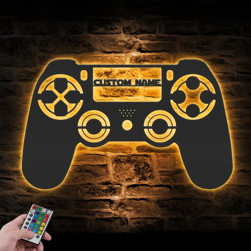 Personalized Video Game Room Metal Wall Art LED Light, Metal Wall Signs With RGB Led Light
