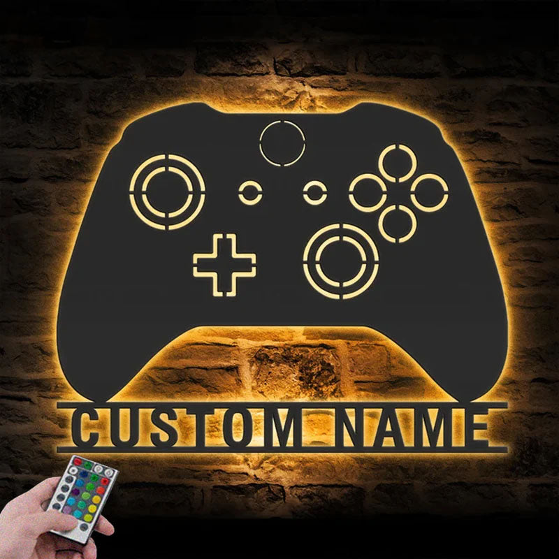Personalized Video Game Room Metal Wall Signs With RGB Led Light