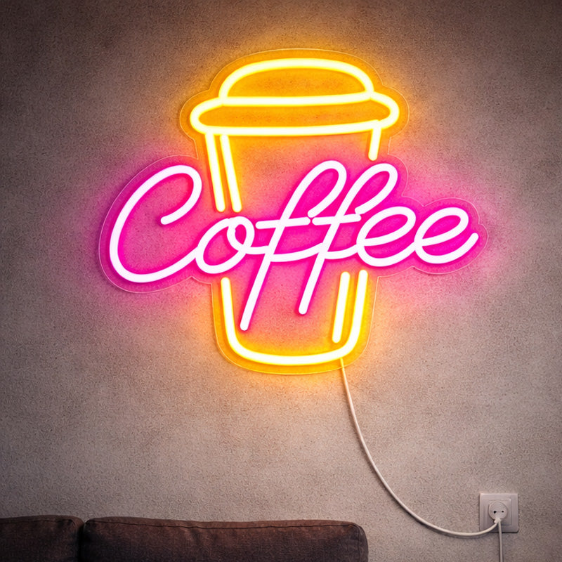 Pink Coffee Neon Sign – Takeaway Cup LED Wall Light