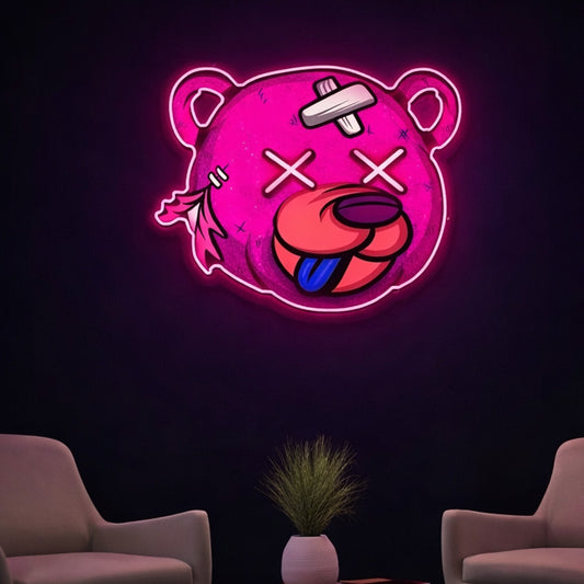 Pink Graffiti Bear Neon Sign – Urban LED Wall Art
