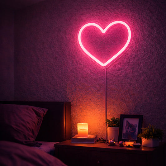 Pink Heart Neon Sign – Romantic LED Heart Wall Light