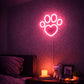 Pink Paw Heart Neon Sign – Cute Pet Paw LED Wall Light