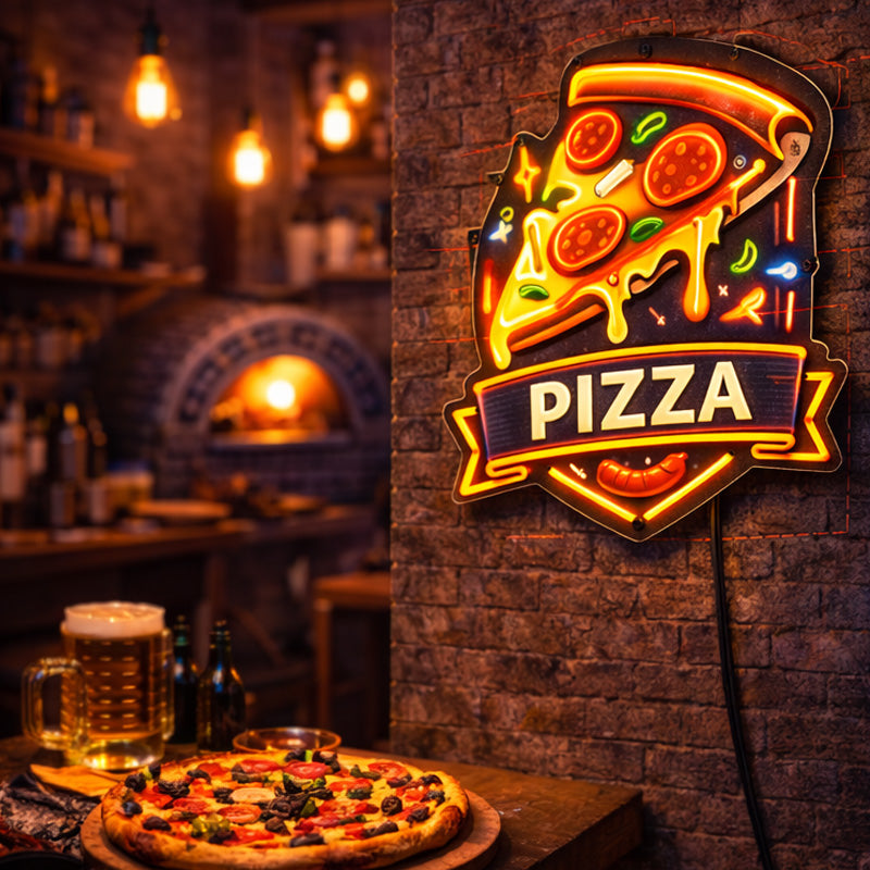 Pizza Slice LED Neon Sign – Classic Pizzeria Wall Light Decor