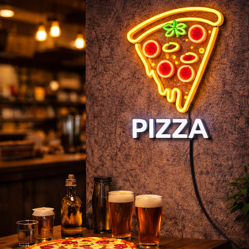 Pizza Slice LED Neon Sign – Modern Wall Light for Kitchen, Bar & Restaurant Decor