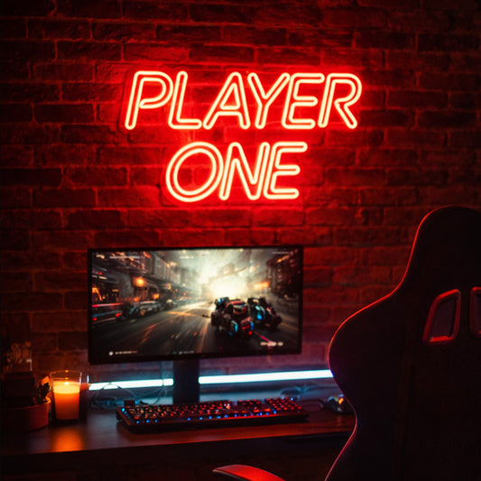 Player One LED Neon Sign – Gaming Room & Esports Wall Decor