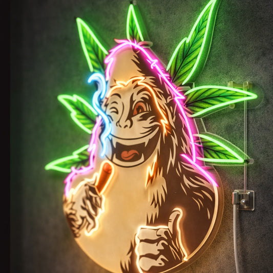 Playful Character Neon Wall Light with Colorful Leaf Accent – Modern Decorative LED Sign