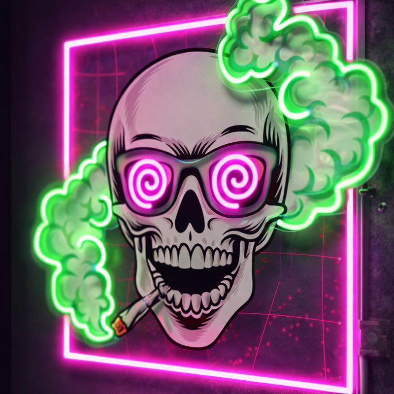 Psychedelic Skull Neon Sign – Bold LED Neon Wall Art