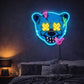 Punk Bear Neon Wall Sign – Edgy Cartoon Bear LED Art with X Eyes & Neon Drip