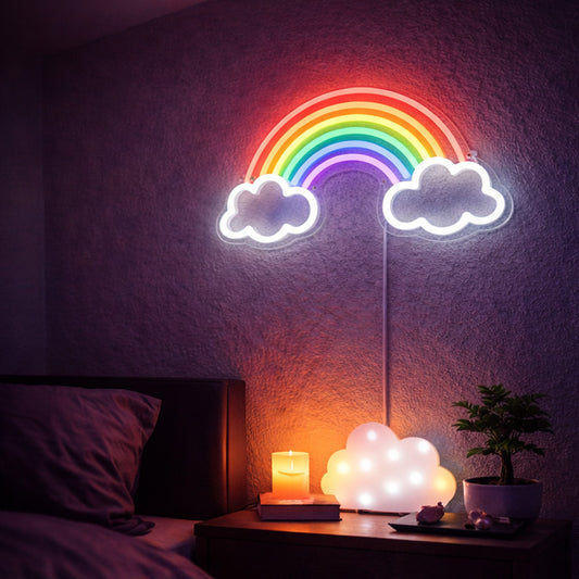 Rainbow Cloud Neon Sign – Colorful LED Rainbow Wall Light