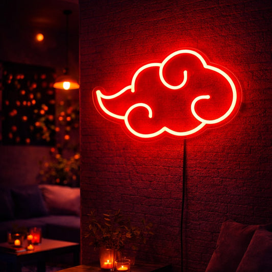 Red Cloud Neon Sign – Minimal LED Wall Light