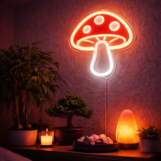 Red Mushroom Neon Sign – Cute LED Mushroom Wall Light