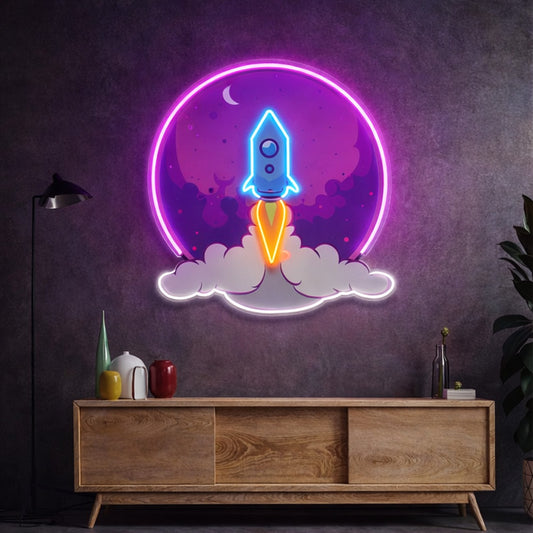 Rocket Neon Sign Wall Light – Space-Themed LED Neon Art for Modern Rooms