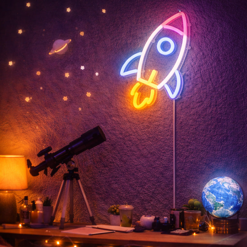 Rocket Neon Sign – Colorful Space-Themed LED Wall Light for Kids’ Rooms and Creative Spaces