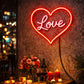 Romantic Love Heart LED Neon Sign – Red & Pink Wall Decor for Bedroom, Wedding & Date Night