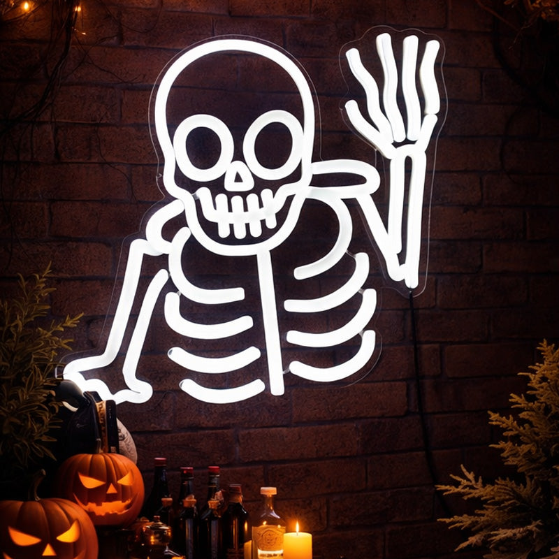 Skeleton Neon Sign – Halloween LED Wall Light Decor