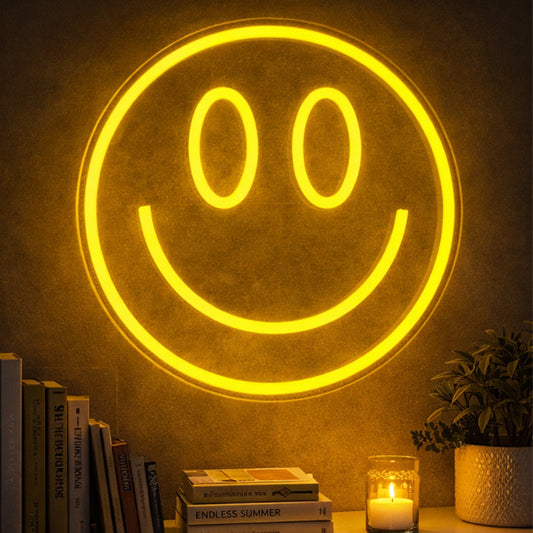 Smiley Face LED Neon Sign with Minimal Circle Design for Home and Wall Decor