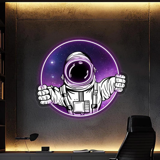 Space Explorer Neon Sign – UV-Printed LED Plexiglass Gamer Room Decor