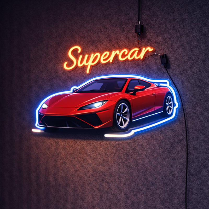 Supercar LED Neon Sign – High-Performance Sports Car Wall Light