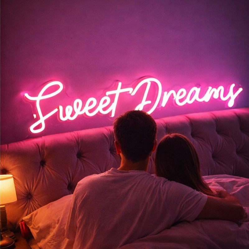 Sweet Dreams Script LED Neon Sign for Bedroom, Home Decor and Wall Decoration