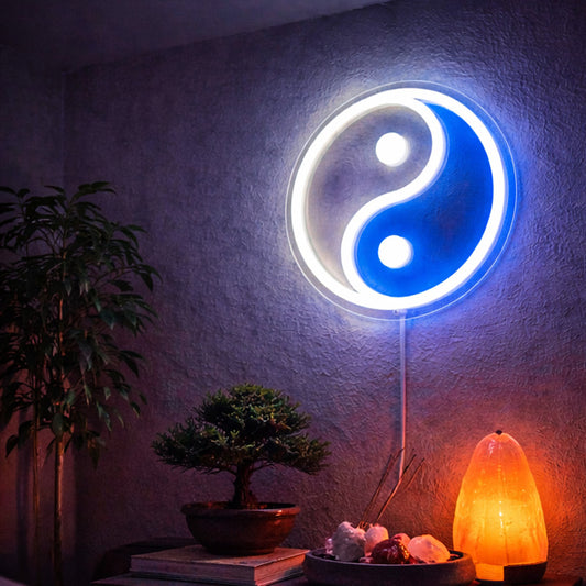 Yin Yang Neon Wall Light – Blue & White LED Balance Symbol