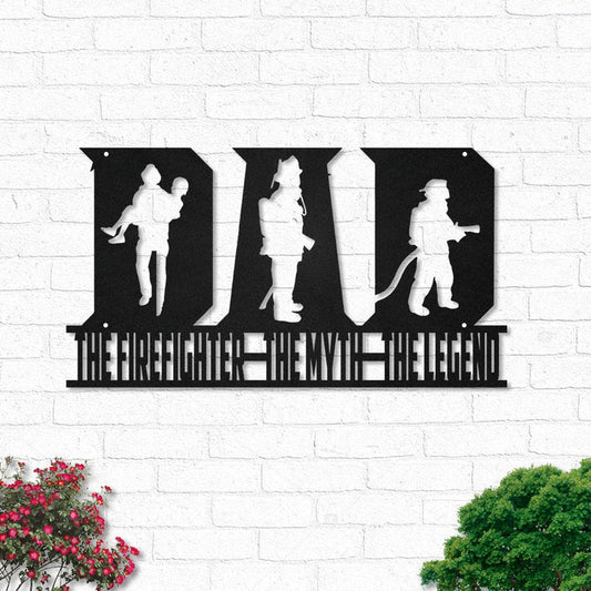 Firefighter The Myth The Legend Dad - Led Light Metal - Owls Matrix LTD
