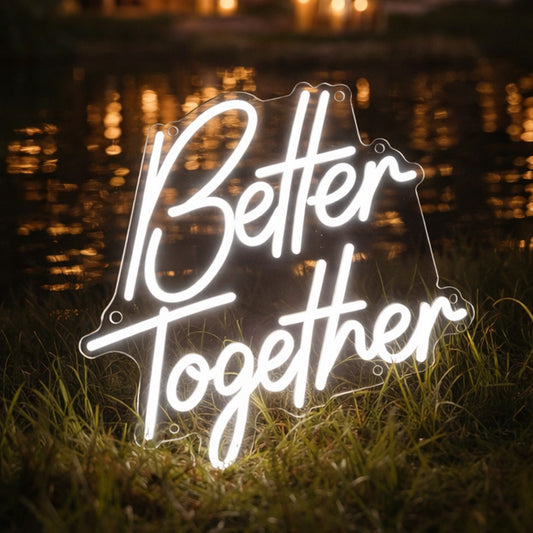 “Better Together” Neon Sign – Handwritten Script LED Neon Light for Couples, Wedding & Romantic Home Décor