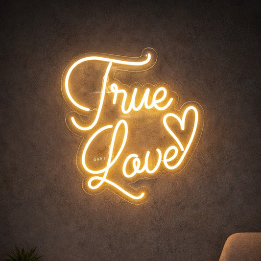 “True Love” Neon Sign – Warm White LED Neon Script for Wedding, Engagement & Romantic Backdrop Decor