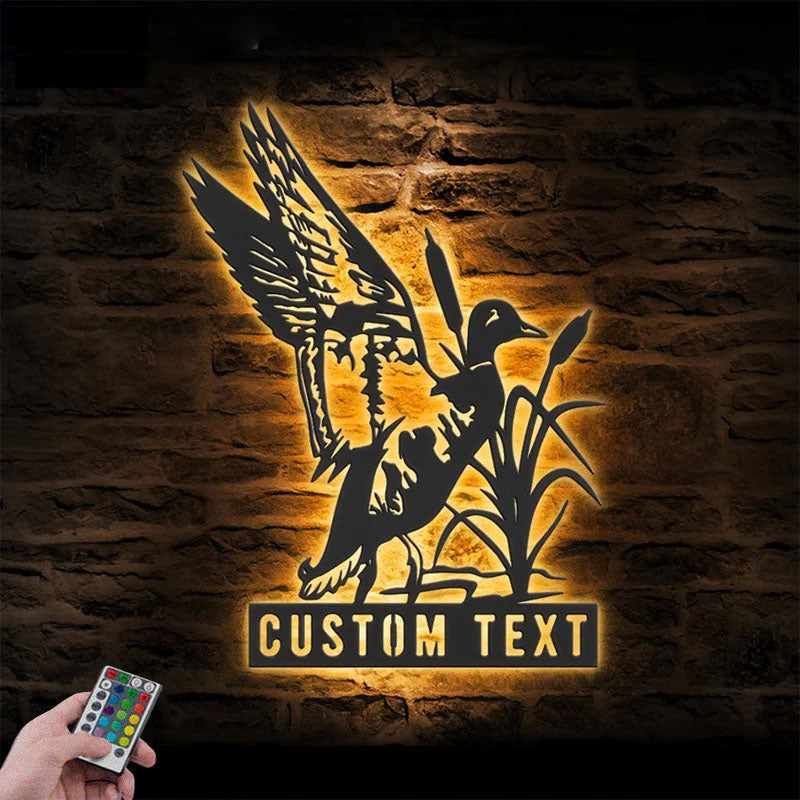 Custom Name Hunter Name Sign Home Decor, Metal Wall Signs With RGB Led Light