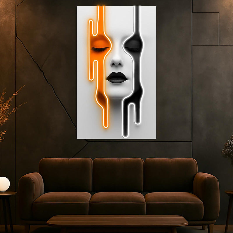 Abstract Dripping Face Neon Sign – Modern LED Plexiglass Wall Art