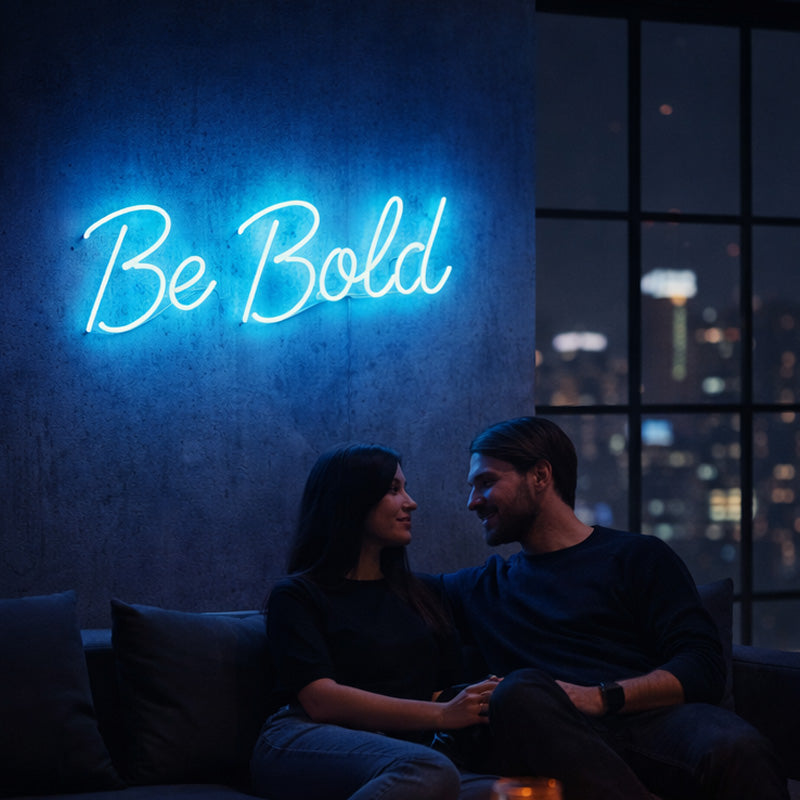 Be Bold LED Neon Sign – Blue Motivational Wall Light