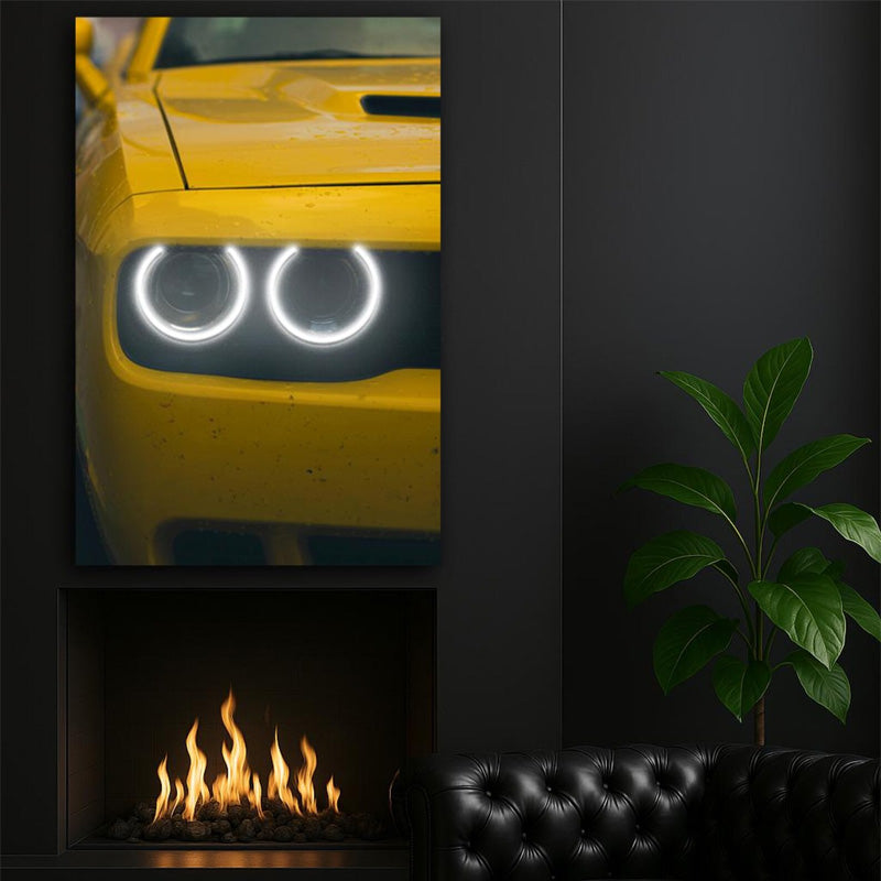 Car Headlight Neon Wall Art (UV Printed) – Modern Sports Car Decor