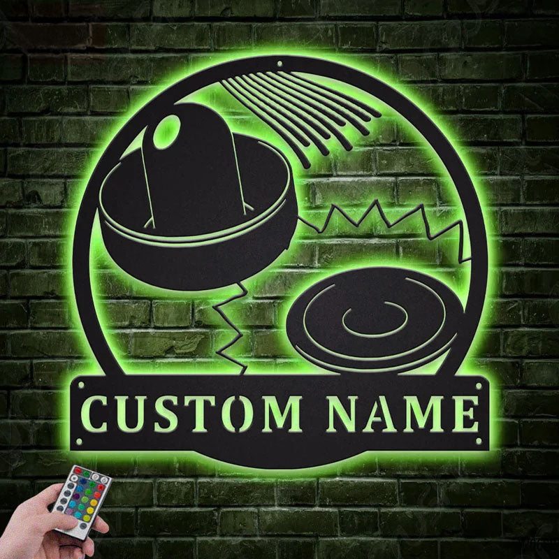 Custom Name Air Hockey Metal Sign, Metal Wall Signs With RGB Led Light