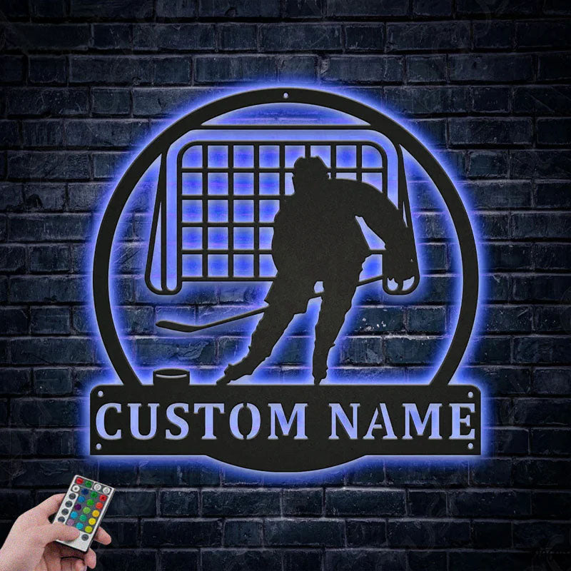 Custom Name Air Hockey Name Metal Sign, Metal Wall Signs With RGB Led Light