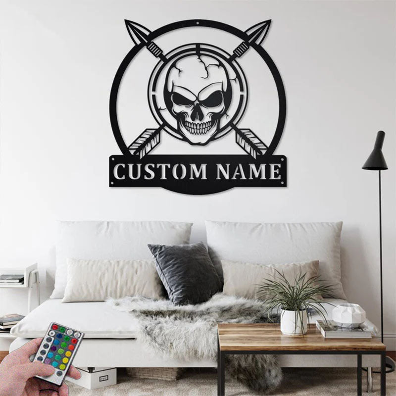 Custom Name Archery Player Name Sign Decoration For Room, Metal Wall Signs With RGB Led Light