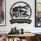 Custom Name Barracudas Fishing Fish Pole Metal Wall Signs With RGB Led Light