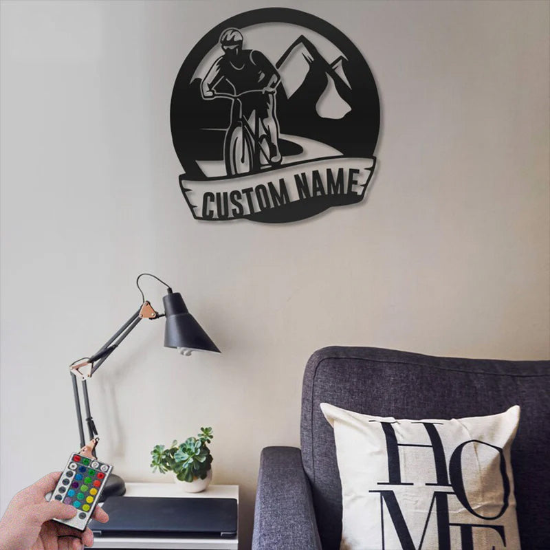 Custom Name Biker Metal Wall Signs With RGB Led Light
