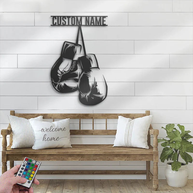 Custom Name Boxer Name Sign Home Decor Gym RoomMetal Wall Signs With RGB Led Light