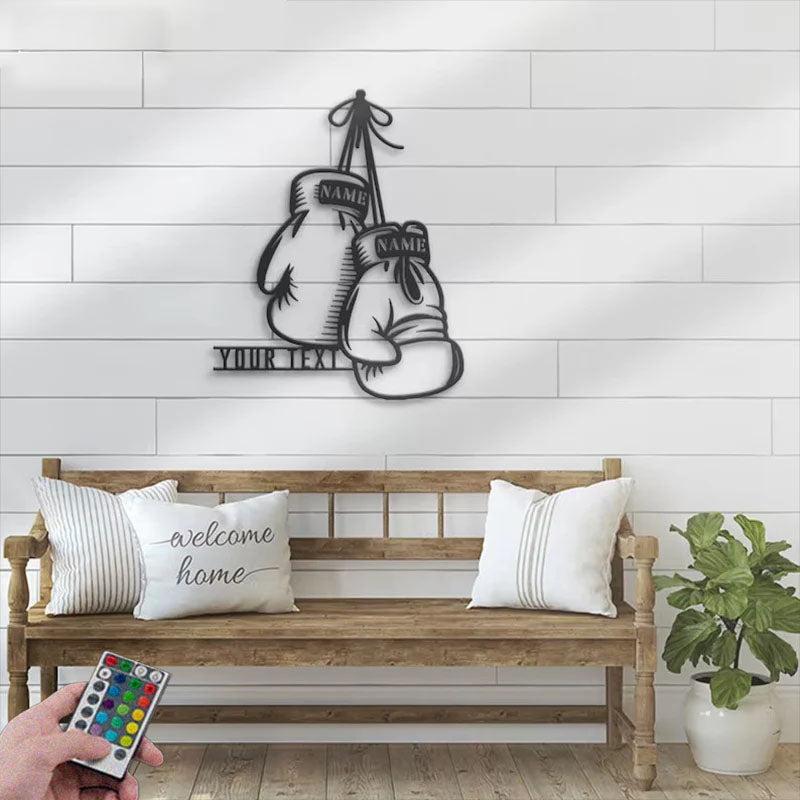 Custom Name Boxer Name Sign Home Decor Gym Room Metal Wall Signs With RGB Led Light