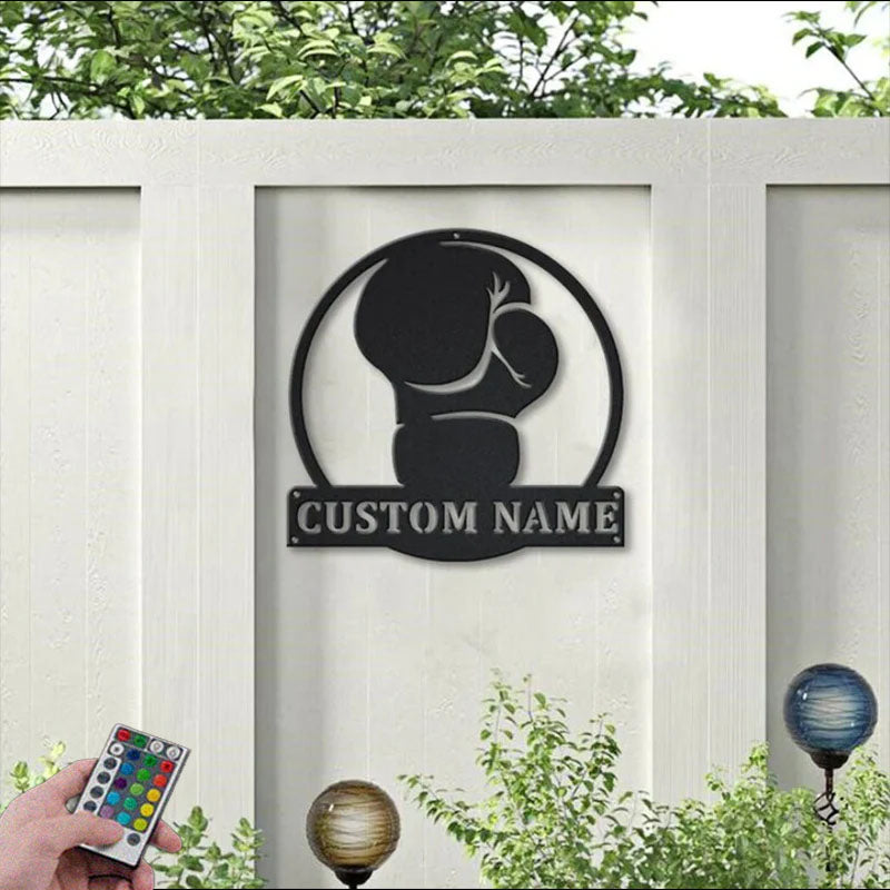 Custom Name Boxing Name Sign Fitness Training Metal Wall Signs With RGB Led Light