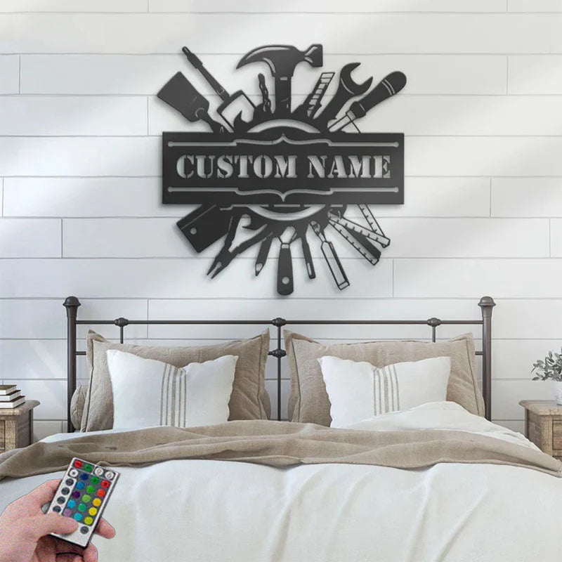 Custom Name Builder Workshop Name Sign Home Decor Constructor Metal Wall Signs With RGB Led Light