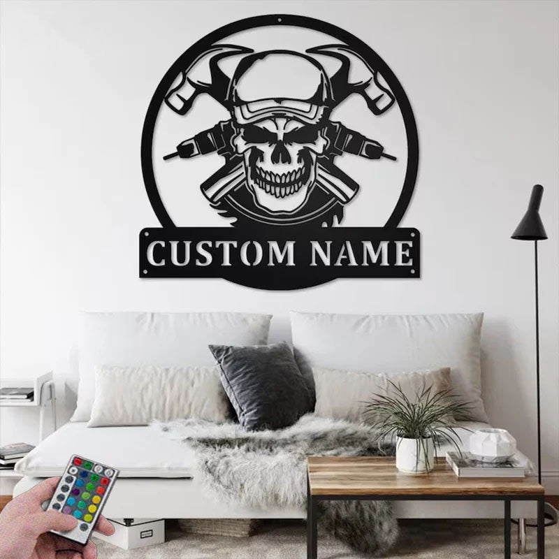 Custom Name Carpenter Name Sign Decoration For Room, Metal Wall Signs With RGB Led Light