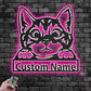 Custom Name Cat Name Sign Decoration For Room, Metal Wall Signs With RGB Led Light