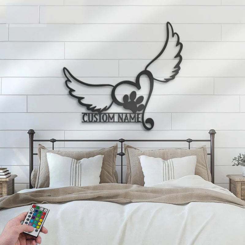 Custom Name Cat Remember Name Sign Home Decor, Metal Wall Signs With RGB Led Light