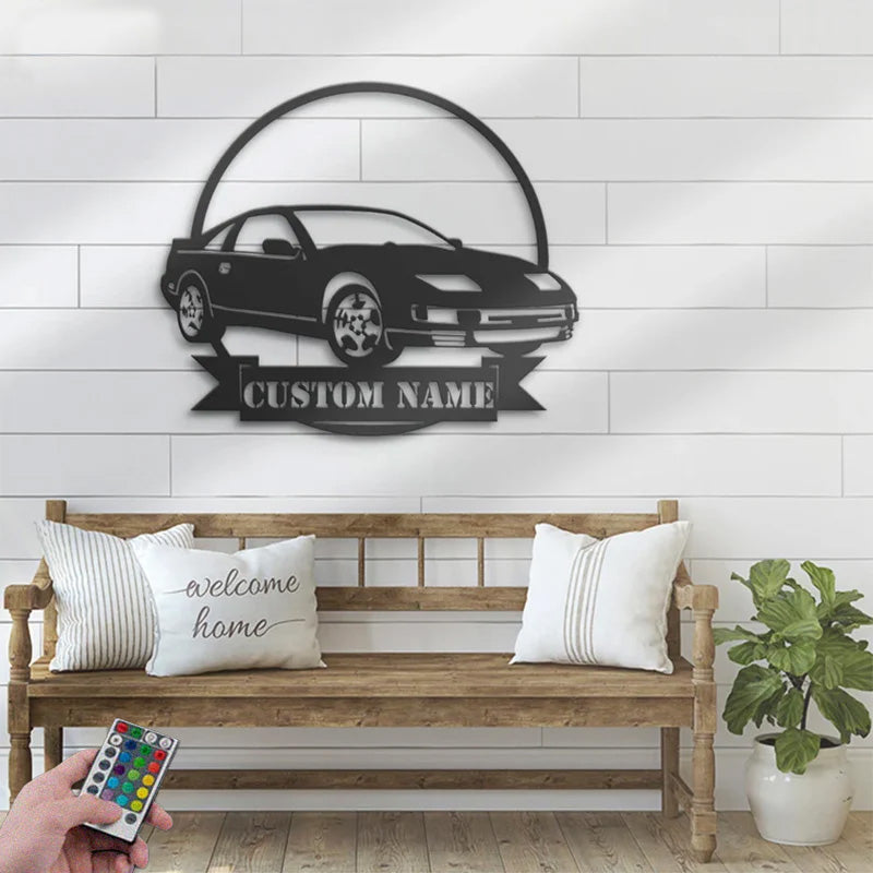Custom Name Classic Muscle Car Name Sign Home Decor Mechanic Repair  Metal Wall Signs With RGB Led Light