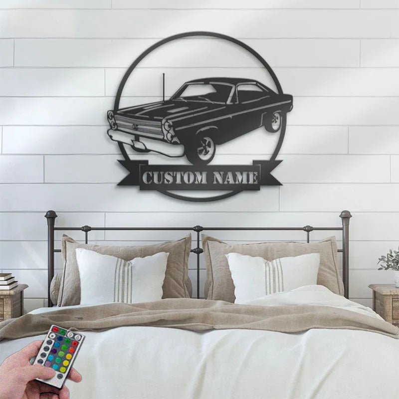 Custom Name Classic Muscle Car Name Sign Home Decor Metal Wall Signs With RGB Led Light   4