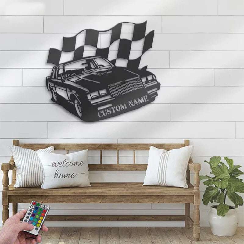 Custom Name Classic Muscle Car Name Sign Metal Wall Signs With RGB Led Light